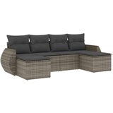  6-dijelni set vrtnih sofa od poliratana s jastucima sivi | shoptok.hr
