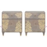 vidaXL Nočna omarica s predalom Siva 50 x 33 x 60 cm trden mangov les | Shoptok.si