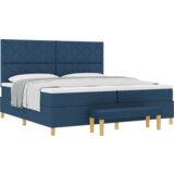 Box Spring Krevet s Madracem &amp Klupom Plavi 200x200 cm Tkanina | shoptok.hr