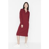 Trendyol Burgundy V Neck Camisole Knitted Dress | Shoptok.si