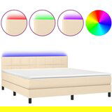  Krevet box spring s madracem LED krem 160x200 cm od tkanine | shoptok.hr