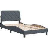  The Living Store Posteljni okvir z vzglavjem temno siv 100x200 cm žamet - Posteljni Okvir, (21446185) | Shoptok.si