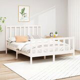Maison Chic Posteljni okvir - Dvoposteljna postelja - Zakonska postelja brez vzmetnice bel 140x190 cm trdna borovina-J11363, (21771488) | Shoptok.si