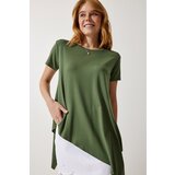  Women's Khaki Asymmetric Viscose Knitted Tunic | Eponuda.com