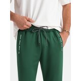 Ombre Men's sweatpants joggers with contrasting stripes - dark green | shoptok.hr