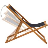  Sklopiva stolica za plažu od drva eukaliptusa i tkanine crna | shoptok.hr