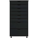 vidaXL Rolling Cabinet s predali MOSS Black Masivni les borovega lesa | Shoptok.si