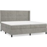 The Living Store Box spring postelja z vzmetnico svetlo siva 200x200 cm žamet - Box Spring Postelja, (21491672) | Shoptok.si