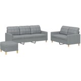  3-dijelni set sofa s jastucima svjetlosivi od tkanine | shoptok.hr