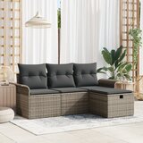 vidaXL set kavčev s 4 kosi s blazinami siva poli ratan | Shoptok.si