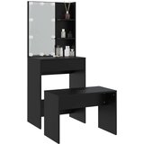  Set toaletnog stolića LED crni od konstruiranog drva | shoptok.hr