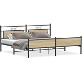 Metalni Kovinski posteljni okvir brez vzmetnice sonoma hrast 193x203 cm, (21829568) | Shoptok.si
