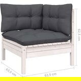 vidaXL Kutna vrtna sofa s jastucima bijela od masivne borovine | shoptok.hr