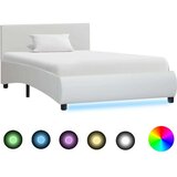 Posteljni okvir LED belo umetno usnje 90x200 cm | Shoptok.si