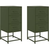 Furnova Nočna omarica 2 kosa olivno zelena 36x39x78 cm jeklo, (21927539) | Shoptok.si