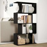 vidaXL Pregrada / regal za knjige 4 razina crni 70x24x129 cm drveni | shoptok.hr