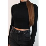 Kesi Włoski Women's ribbed dress with a turtleneck and decorative buttons burgundy | shoptok.hr