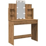 vidaXL Toaletna mizica z LED lučkami artisan hrast 96x40x142 cm | Shoptok.si