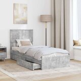  Okvir za krevet s ladicama Betonski sivi 75 x 190 cm | shoptok.hr
