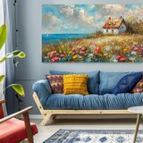  Slika krajolika na platnu seoska kuća u cvijeću | akrilni detalji | shoptok.hr