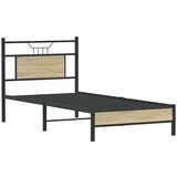 vidaXL Posteljni okvir brez vzmetnice hrast 90x200 cm inženirski les | Shoptok.si