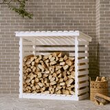 vidaXL Stojalo za drva belo 108x73x108 cm trdna borovina Cene