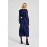 Marisse Blue Floral Print Dress With Belt | Shoptok.si