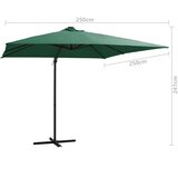In Konzolni suncobran s čeličnom šipkom LED 250 x 250 cm zeleni | shoptok.hr