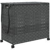  Košara za rublje s kotačima siva 66x35x60 cm od ratana | shoptok.hr
