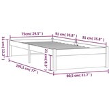  Posteljni okvir siv iz trdnega lesa 75x190 cm 2FT6, (20643607) | Shoptok.si