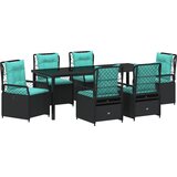 vidaXL 7-delni komplet vrtnega jedilnega pohištva črna poli ratan - - črna - 93.3 - 6-sedežni - | Shoptok.si