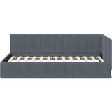 vidaXL Kutni okvir kreveta s uzglavljem Tamno siva 90 x 190 cm Baršun | shoptok.hr