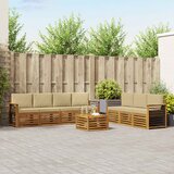  Setovi sofa 8 kom. Prirodna i bež Čvrsto drvo akacije | shoptok.hr