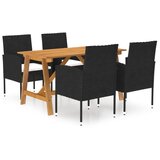  5-dijelni vrtni blagovaonski set crni Cijene