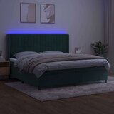  Box spring postelja z vzmetnico LED tem. zelena 200x200cm žamet, (20895047) | Shoptok.si