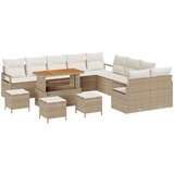 vidaXL set od 14 vrtnih sofa s jastučićima bež poli ratan akacija, 2-sjedna vrtna sofa s pohranom i jastučićima bež poli ratan, set od 4 vrtne blagovaonice s jastučićima bež poli ratan akacija Cijene