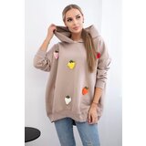 Kesi Insulated sweatshirt with strawberry motif dark beige Cijene