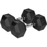 HEX 2x15 kg gumene bučice od lijevanog željeza REBEL ACTIVE Slike