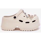 Boto Women's sandals on a chunky platform with embellishments beige Vivira | Shoptok.si