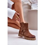 Lewski Shoes Women's Suede Ankle Boots With Flat Heel Brown Lewski 3610 Cijene