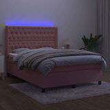  Krevet box spring s madracem LED ružičasti 140x200cm baršunasti | shoptok.hr