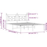 Metalni okvir za krevet s uzglavljem crni 183x213 cm | shoptok.hr