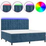  Box spring s madracem LED tamnoplavi 200x200 cm baršun | shoptok.hr