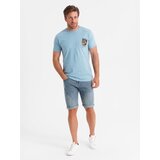 Ombre Men's denim shorts with rolled up leg - light blue | shoptok.hr