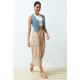 Trendyol Beige Pocket Detail Shrinkable Midi Length Skirt | shoptok.hr