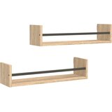  Zidne police s prečkama 2 kom boja hrasta sonome 60x16x14 cm | Eponuda.com