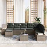 vidaXL Vrtni kavčni set Set 9 Siva Ratan Kotni vrtni kavč Pravokoten | Shoptok.si