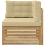 Vanjski kutni kauč Čvrsto drvo akacije Bijela - Bijela i bež kutna sofa | shoptok.hr