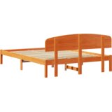 vidaXL Posteljni okvir z naslonjalom Voskasta rjava 140x200 cm Trden les Bor | Shoptok.si