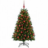  Umjetno božićno drvce srednje zeleno s kuglicama 150 cm - Srednje zelena Ø 80 x 150 cm s 150 LED dioda i crvenim lopticama | shoptok.hr
